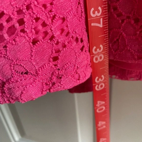 Lane Bryant Womens Fit Flare Dress Plus Pink Floral Lace Sz 16W Sleeveless F144 - Picture 4 of 5